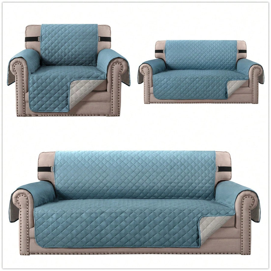 Reversible Sofa Cover Couch Slipcover Water-Repellent Anti-Slip Washable Armchair Loveseat Sofa With Elastic Strap Furniture Protector For Pet Dog