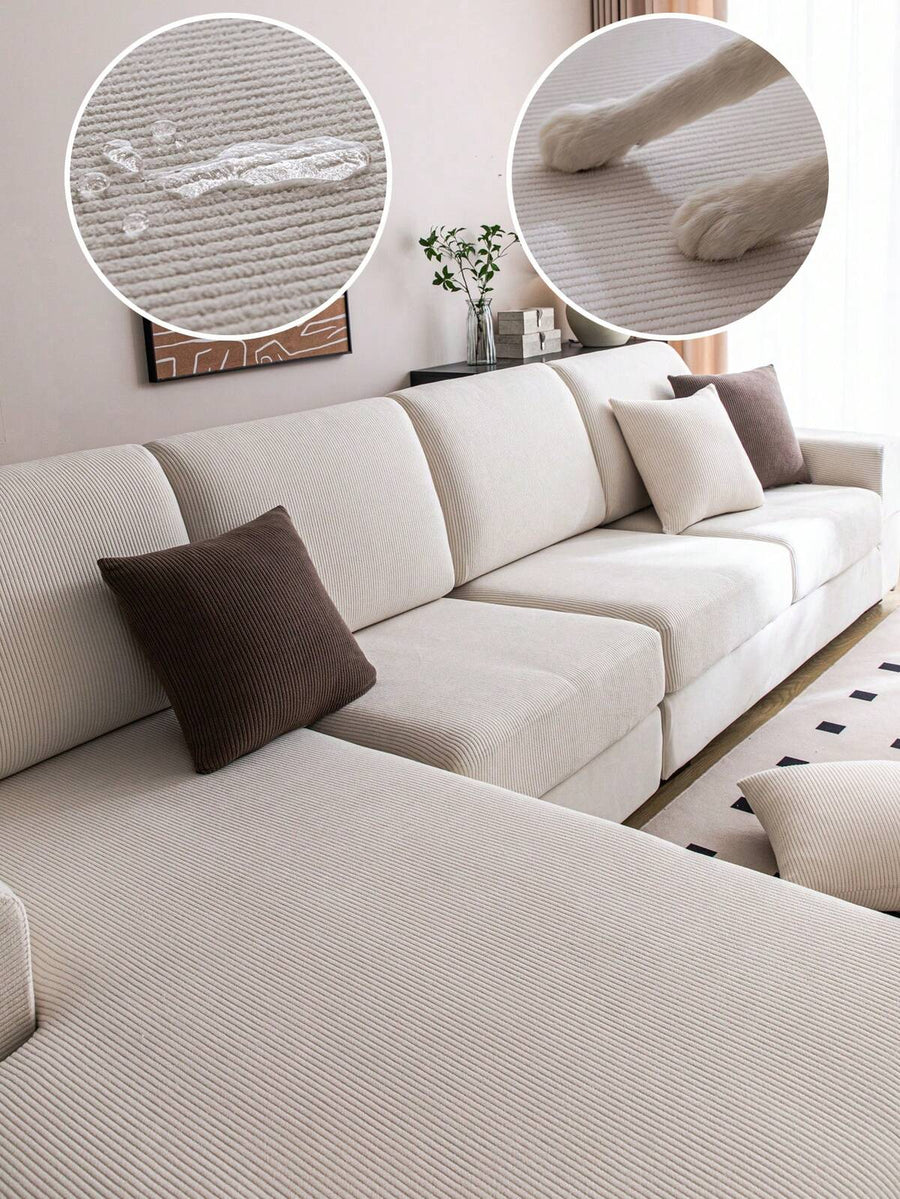 1pc Jacquard All-Season Elastic Sofa Seat Cover, Minimalist Modern Style Anti-Slip Sofa Protector, Living Room Sofa Cover Suitable For L-Shaped And 1234-Seater Sofas