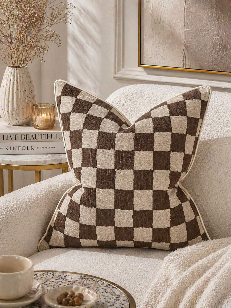 1pc Modern Minimalist Polyester Linen Textured Jacquard Cushion Cover For Sofa, Living Room, Bedroom, مخدات للكنب, مخدات, خداديه, (No Pillow Insert), Suitable For Daily Home Decor, Sofa, Bed, Bedroom, Gift, Holiday Decoration, All Seasons