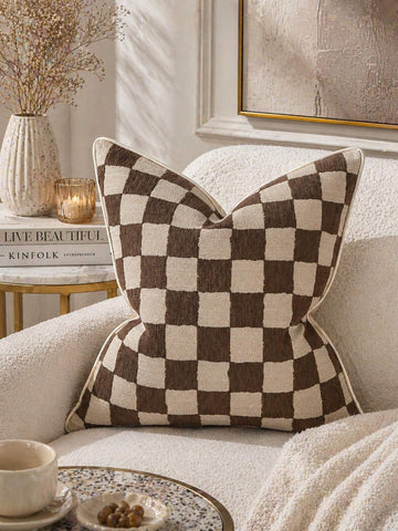 1pc Modern Minimalist Polyester Linen Textured Jacquard Cushion Cover For Sofa, Living Room, Bedroom, مخدات للكنب, مخدات, خداديه, (No Pillow Insert), Suitable For Daily Home Decor, Sofa, Bed, Bedroom, Gift, Holiday Decoration, All Seasons